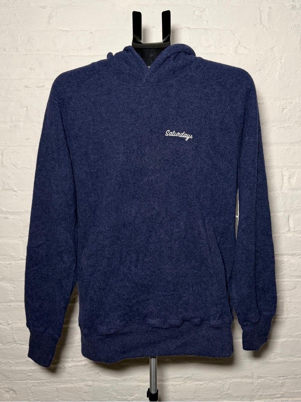 Saturdays New York City Elevated Sweat Pullover Wool Hoodie Midnight Blue